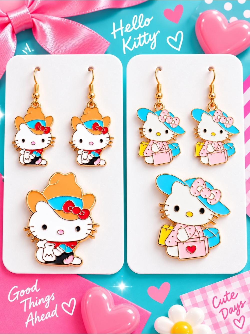 Hello Kitty 6-Piece Jewelry Bundle 2 Matching 3-Piece Sets.NWT
